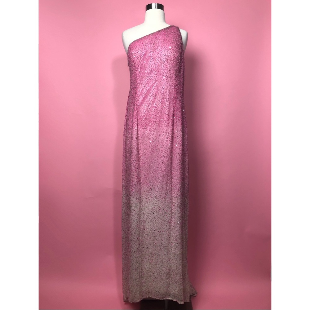 Vintage Y2K pink ombre bead silk maxi dress L